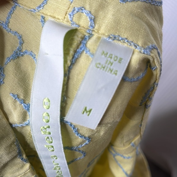 Debra deRoo Embroidered Pants Silk Linen Blend High Rise Vacation Sz M - Picture 9 of 11